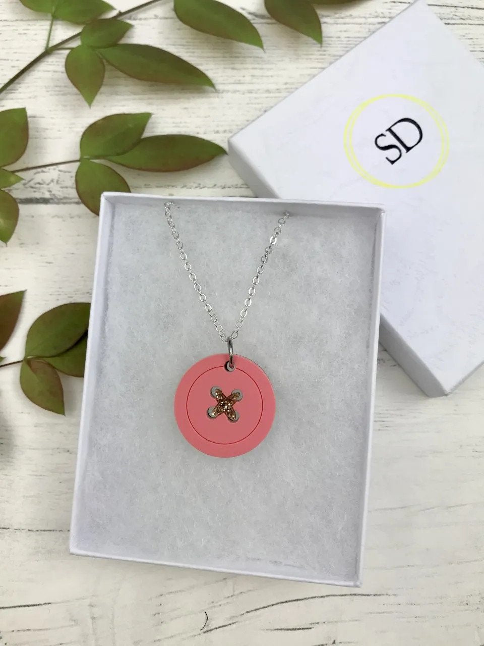 Pastel Pink Acrylic Button Necklace