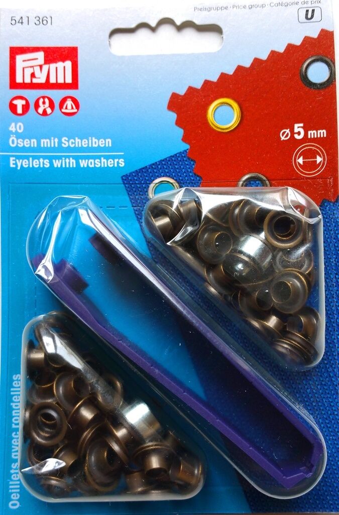 Prym Eyelets and Washers - Antique Brass - 5 mm